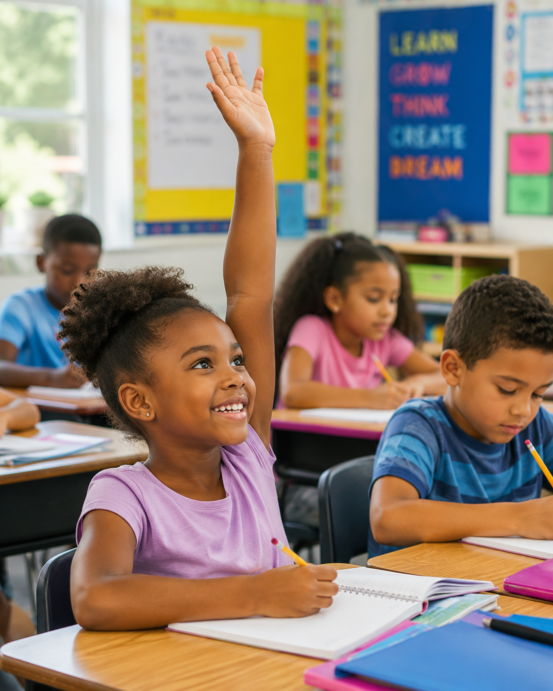Children learning together in class